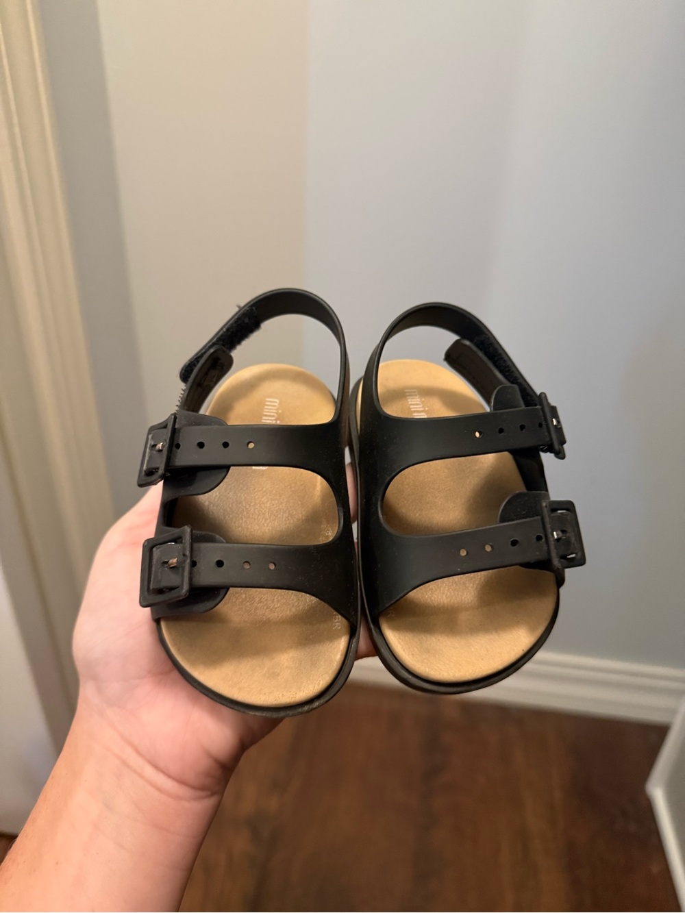 Mini Melissa Black Double-Buckle Kids Sandals
